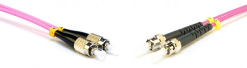 Duplex patch kábel  2 x ST/UPC + 2 x FC/UPC csatlakozóval, 3mm duplex core 50/125 OM4 LSZH, 5 m