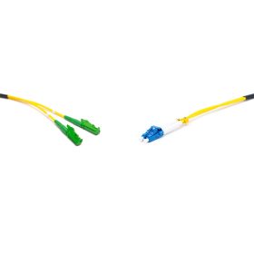 E2000 kompatibilis duplex patch kábel  2xLSH/APC + 2xLC/UPC csatlakozóval, 3mm, 9/125 LSZH,1 m   E2000 kompatibilis duplex patch kábel  2xLSH/APC + 2xLC/UPC csatlakozóval, 3mm, 9/125 LSZH,1 m