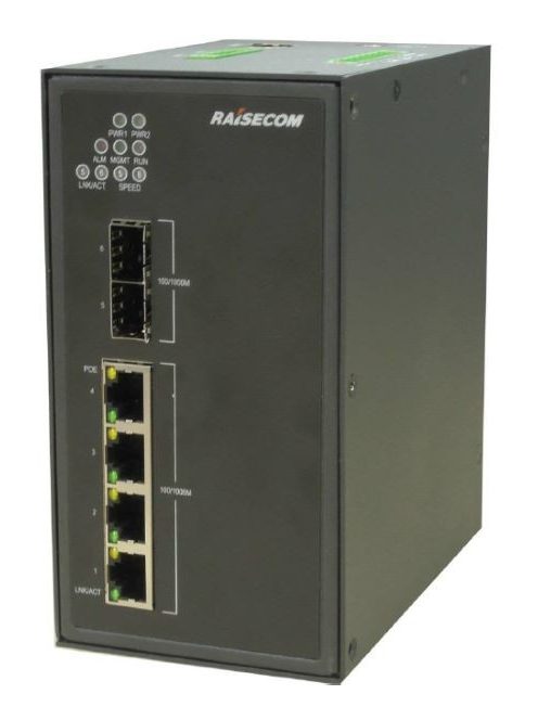L2 DIN sínes menedzselhető ipari switch, 2xSFP + 4xGE RJ451xAC (110-220V AC/170~300 VDC)