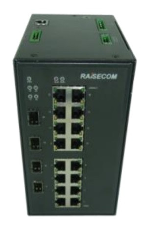 L2 DIN sínes menedzselhető ipari switch, 4x100/1000 SFP + 16xGE RJ45 + alarm, 1xAC (85~264 VAC)