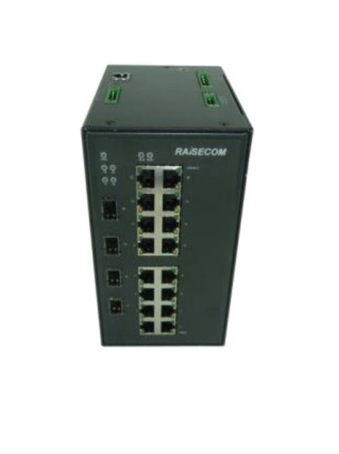L2 DIN sínes menedzselhető ipari switch, 4x100/1000 SFP + 16xGE RJ45 + alarm, 2xDC (20~72 VDC)