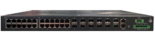 Raisecom L3 menedzselhető ipari switch, 19"RM, 12x10G SFP+ +24xGE RJ45,2xAC