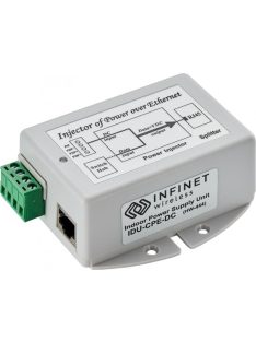   Infinet beltéri DC/DC Fast Ethernet PoE tápegység. Kimenet: +48V, Bemenet: ±36...±72V,24W
