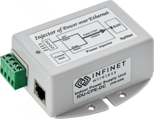 Infinet beltéri DC/DC Fast Ethernet PoE tápegység. Kimenet: +48V, Bemenet: ±36...±72V,24W