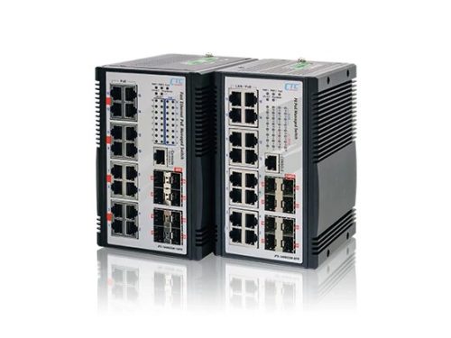 CTC menedzselhető ipari PoE switch,16x10/100Base-T (16xPoE+),8x100/1000Base-X SFP,360W,48V,-40~75?