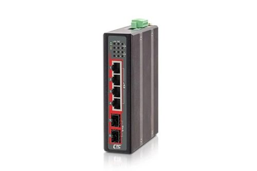 CTC web smart kompakt ipari PoE switch,4x10/100BaseT PoE+(30W),2x100/1000-X SFP,120W,-40°C~75°C