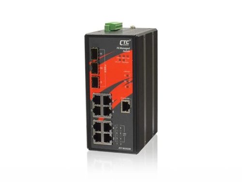 CTC menedzselhető ipari PoE switch,8x10/100Base-T PoE+(30W),3x100/1000Base-X SFP,180W,24/48V,40~75?