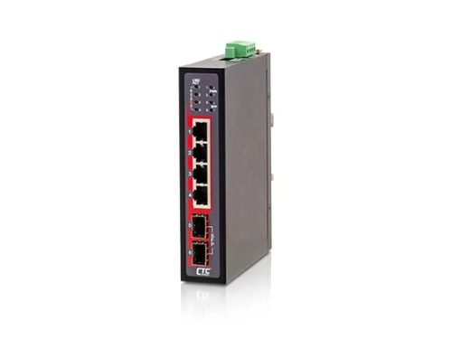 CTC nem menedzselhető kompakt ipari PoE switch,4x10/100/1000T PoE+(30W),2x100/1000 SFP,120W,-40~75°C