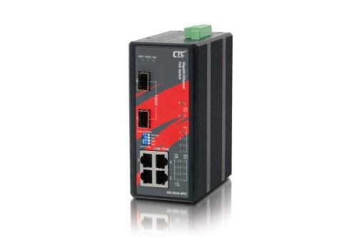 CTC nem menedzselhető ipari PoE switch,4x10/100/1000T PoE++(60W), 2x100/1000-X SFP,240W,-40°C~75°C