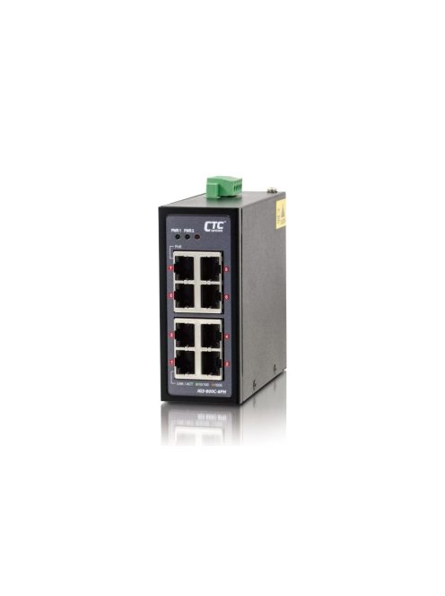 CTC nem menedzselhető kompakt ipari PoE switch,8x10/100/1000T PoE+(30W),240W,-40°C~75°C