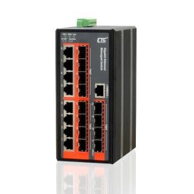 CTC menedzselhető  DIN sínes ipari switch, 8x10/100/1000T + 12x100/1000-X SFP, 12/24/48V,-40°C~75°C   CTC menedzselhető  DIN sínes ipari switch, 8x10/100/1000T + 12x100/1000-X SFP, 12/24/48V,-40°C~75°C