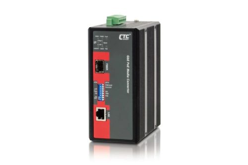 CTC Union nem menedzselhető ipari 10/100/1000T PoE+(30W) - 1000-X SFP média konverter, -20 ~ 75°C