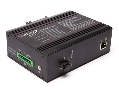 LinkEasy ipari média konverter, 1x10/100/1000BaseTX+1xGE SFP,duál 10~58V DC, DIN sín, -40~+85C