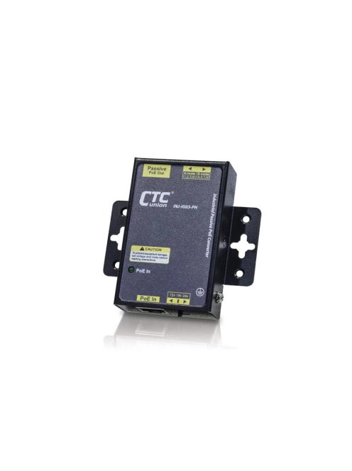 CTC Union 802.3af/at - 12/19/24V passzív Gigabit PoE ipari konverter, -40~75°C, fali szerelésű