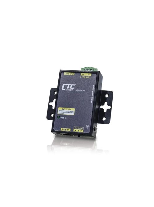 CTC Union 802.3af/at - adat + 12/19/24V passzív Gigabit PoE ipari splitter, -40~75°C, fali szerelésű