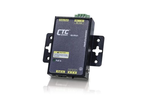 CTC Union 802.3af/at - adat + 12/19/24V passzív Gigabit PoE ipari splitter, -40~75°C, fali szerelésű