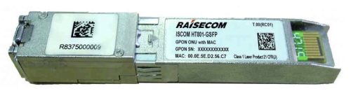 Raisecom GPON Stick bridge ONT, SFP form faktor, SC/PC csatlakozó, ITU-T 984 CLASS B+, ipari kivitel