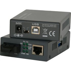 Ethernet-optikai konverter, 10/100M, SM, 20KM, SC, két szálas, 1310nm, külső táp+USB   Ethernet-optikai konverter, 10/100M, SM, 20KM, SC, két szálas, 1310nm, külső táp+USB