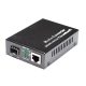 LinkEasy média konverter, 1x10/100/1000Base-T+1xGE SFP (SFP modul nélkül), külső 5V PSU, DIP SW