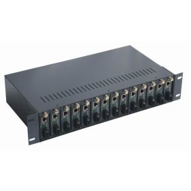   LinkEasy 19" 2U 14 férőhelyes sasszé LinkEasy média konverterekhez, duál AC tápegység