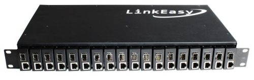 LinkEasy Mini 19" 1.5U 18 férőhelyes sasszé LinkEasy Mini média konverterekhez, duál AC tápegység