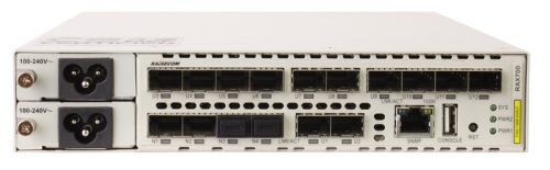 Raisecom CE demarkációs eszköz, NNI+2x10GbE SFP+ és 12xGbE SFP UNI, duál AC PSU, -20~60