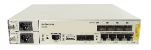 Raisecom CE demarkációs eszköz, 2xGE SFP NNI+4xGE Combo UNI portok, 2xAC PSU modul -20 ~ 65C