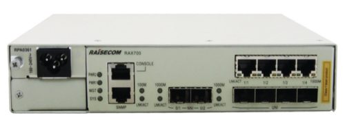 Raisecom CE demarkációs eszköz, 2xGE SFP NNI+4xGE Combo UNI portok, 1xAC PSU modul, -20 ~ 65C