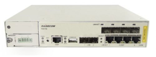 Raisecom CE demarkációs eszköz, 2xGE SFP NNI+4xGE Combo UNI portok, 1xDC PSU modul, -20 ~ 65C