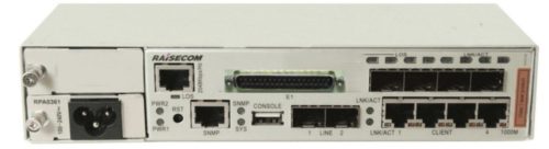 Raisecom CE switch,4xGE Combo port,2xSFP,4xE1(DB37),2 Mbps I/O v. 2MHz külső órajel,1xAC PSU,-20~65C