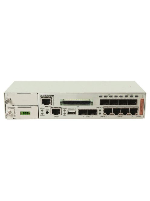 Raisecom CE switch,4xGE Combo port,2xSFP,4xE1(DB37),2 Mbps I/O v. 2MHz külső órajel,1xDC PSU,-20~65C
