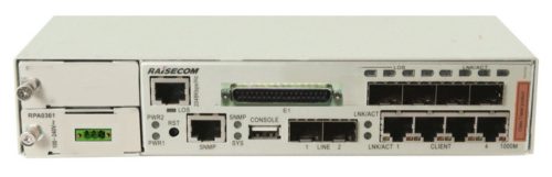 Raisecom CE switch,4xGE Combo port,2xSFP,4xE1(DB37),2 Mbps I/O v. 2MHz külső órajel,1xDC PSU,-20~65C