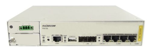 Raisecom CE demarkációs eszköz, 2xGE SFP NNI+4xGE RJ45 UNI portok, 1xDC PSU modul, -20 ~ 65C