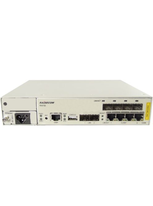 Raisecom IP/MPLS Carrier Ethernet demarkációs switch, 2xGE SFP NNI+4xGE Combo UNI, 1xAC PSU modul