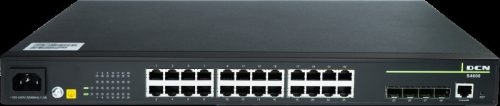 DCN L2 PoE switch 24x 10/100/1000Base-T with PoE + (370W) RJ45 + 4x 100/1000Base-X SFP, AC power supply, 1U,