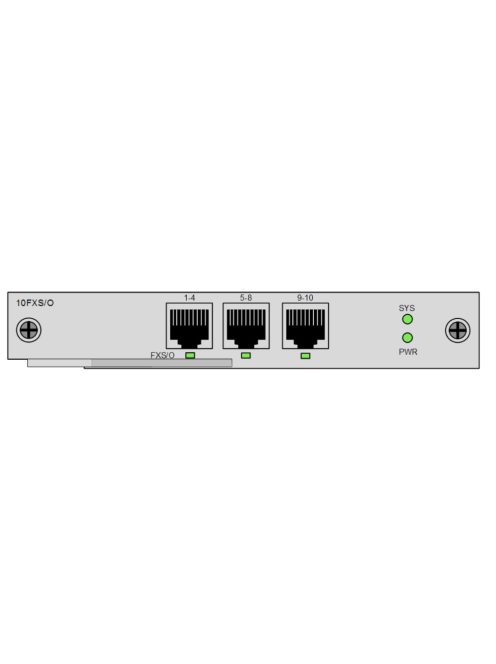 10xFXO modul Raisecom iTN221 sasszéhoz, 3xRJ45 interfész, összesen 10 (4+4+2) FXO szolgáltatáshoz
