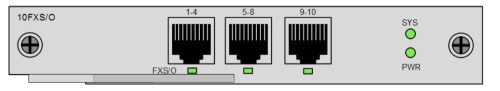 10xFXS modul Raisecom iTN221 sasszéhoz, 3xRJ45 interfész, összesen 10 (4+4+2) FXS szolgáltatáshoz